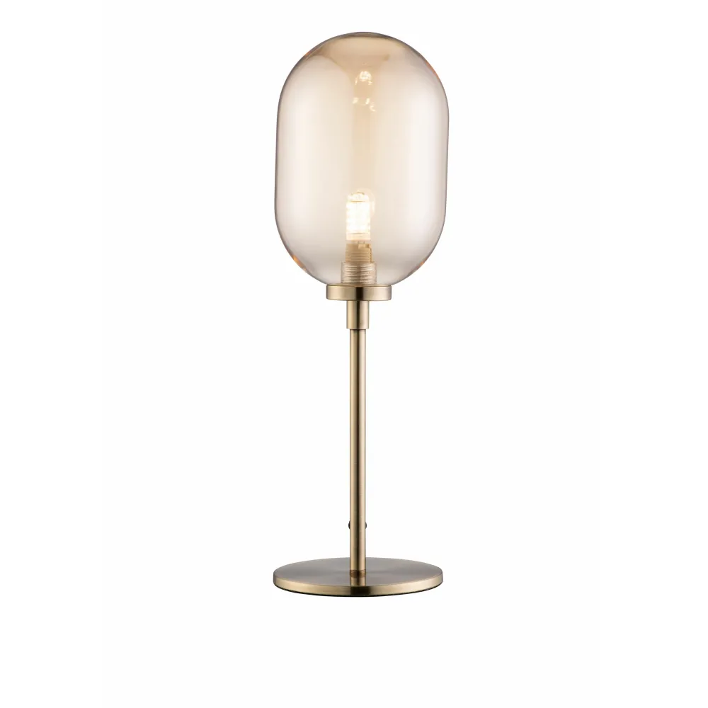 Amber Glass & Brass Stem Lamp<Galway Crystal Best