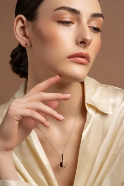 Arc Sterling Silver & Rose Gold Pendant<Galway Crystal