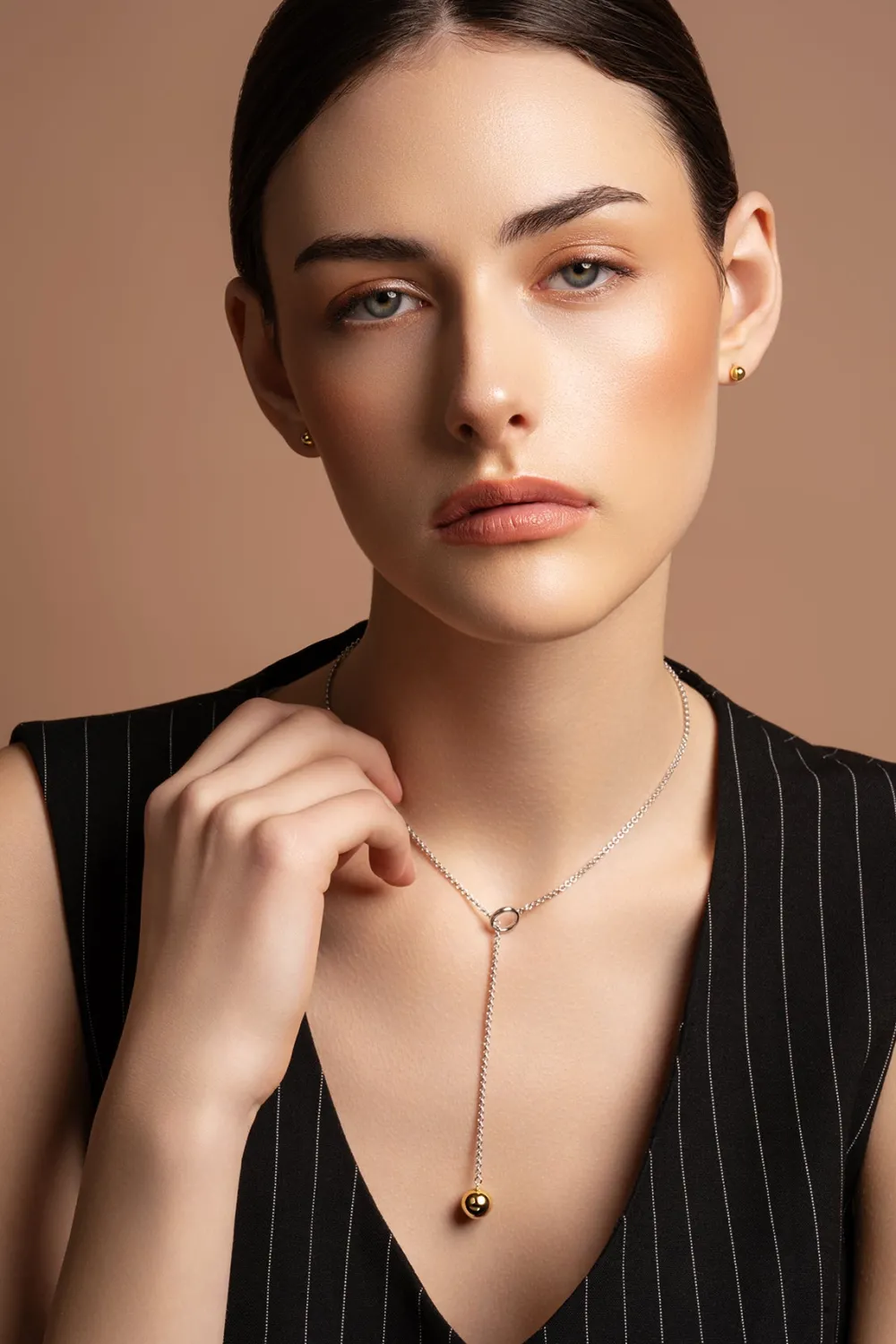Balance Sterling Silver & Gold Loop Through Necklace<Galway Crystal Hot