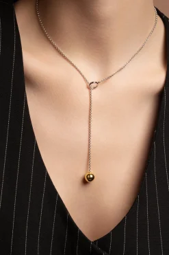 Balance Sterling Silver & Gold Loop Through Necklace<Galway Crystal Hot