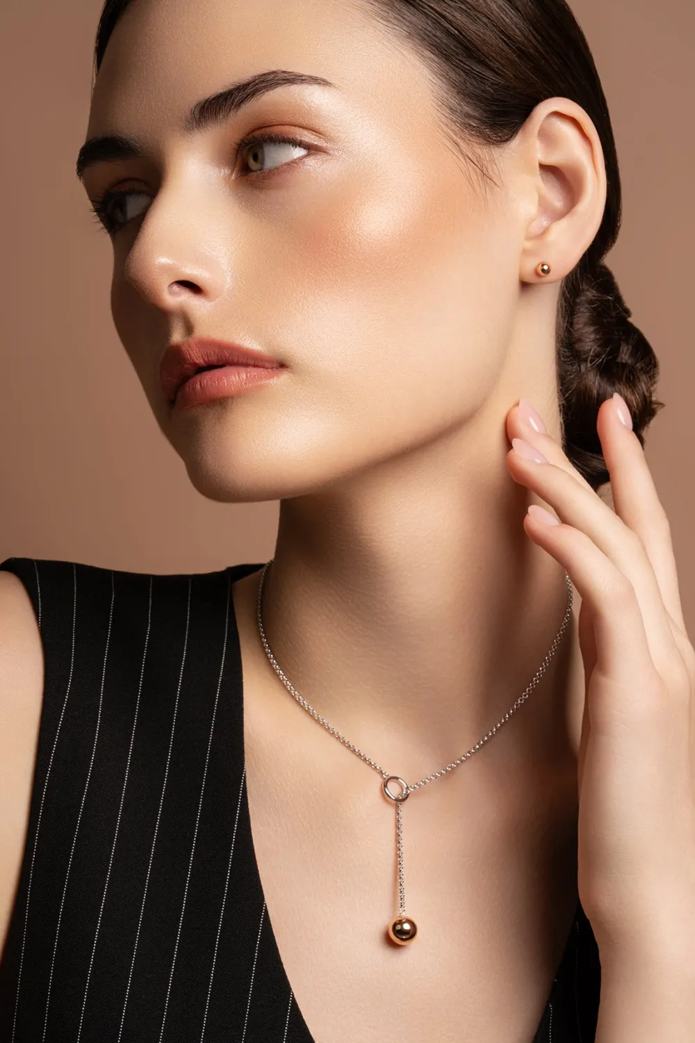 Balance Sterling Silver & Rose Gold Loop Through Necklace<Galway Crystal Clearance