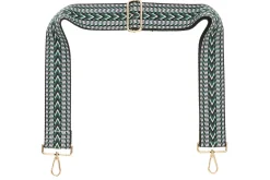 Black Green White Chevron Camera Strap - Gold hardware<Galway Crystal Outlet