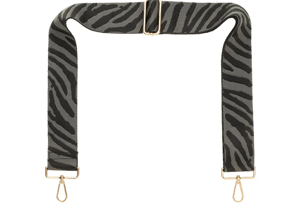 Black & Grey Zebra Camera Strap - Gold hardware<Galway Crystal Discount