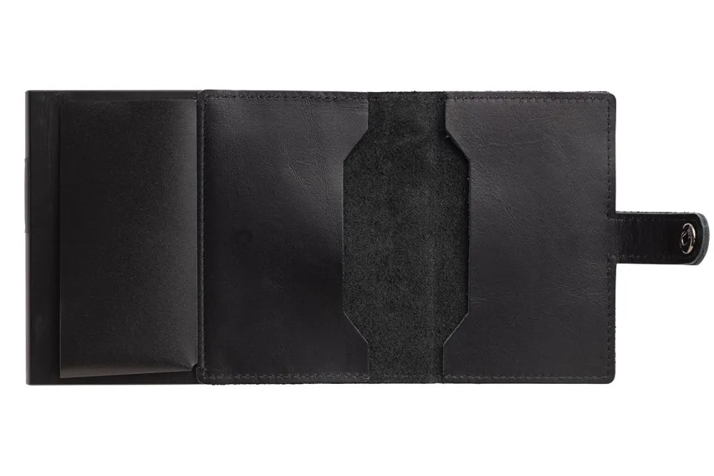 Black Leather Card Holder Wallet<Galway Crystal Best