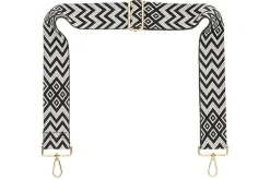 Black & White Chevron Camera Strap - Gold hardware<Galway Crystal Outlet
