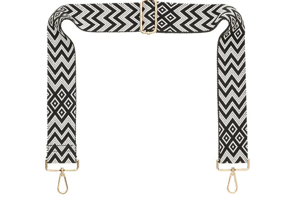 Black & White Chevron Camera Strap - Gold hardware<Galway Crystal Outlet