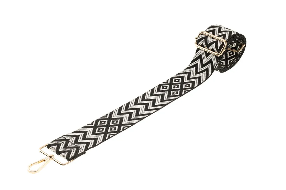 Black & White Chevron Camera Strap - Gold hardware<Galway Crystal Outlet