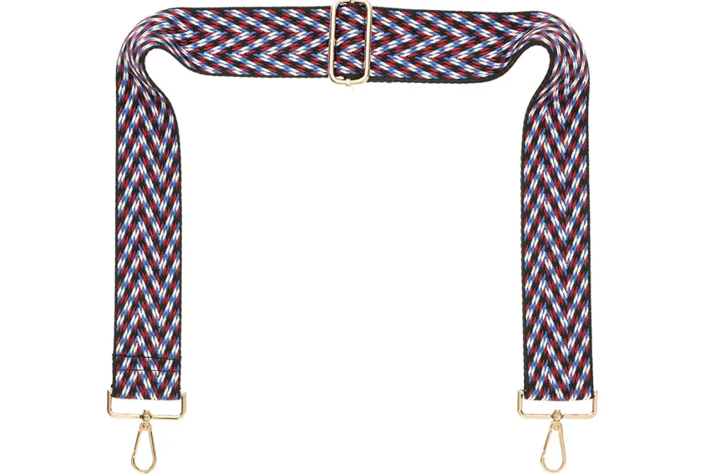 Blue Maroon White Black Camera Strap - Gold Hardware<Galway Crystal Sale