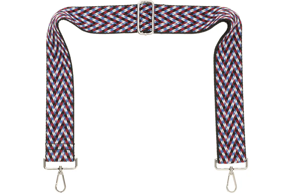 Blue Maroon White Black Camera Strap - Silver Hardware<Galway Crystal Online