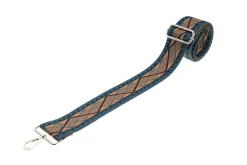 Blue Navy Tan Aztec Camera Strap - Silver hardware<Galway Crystal Outlet
