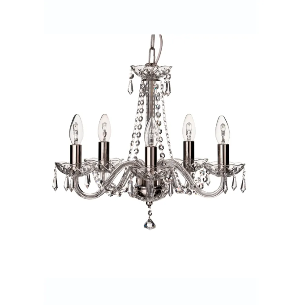 Cashel 5 Arm Chandelier IRE/UK Fitting<Galway Crystal