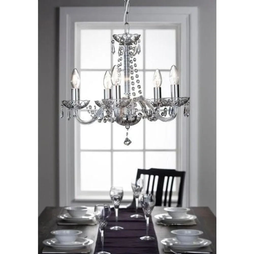 Cashel 5 Arm Chandelier IRE/UK Fitting<Galway Crystal