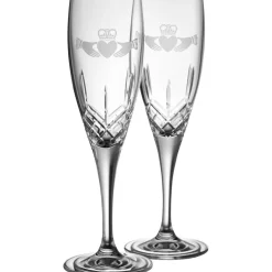 Claddagh Flute Glass Pair<Galway Crystal New