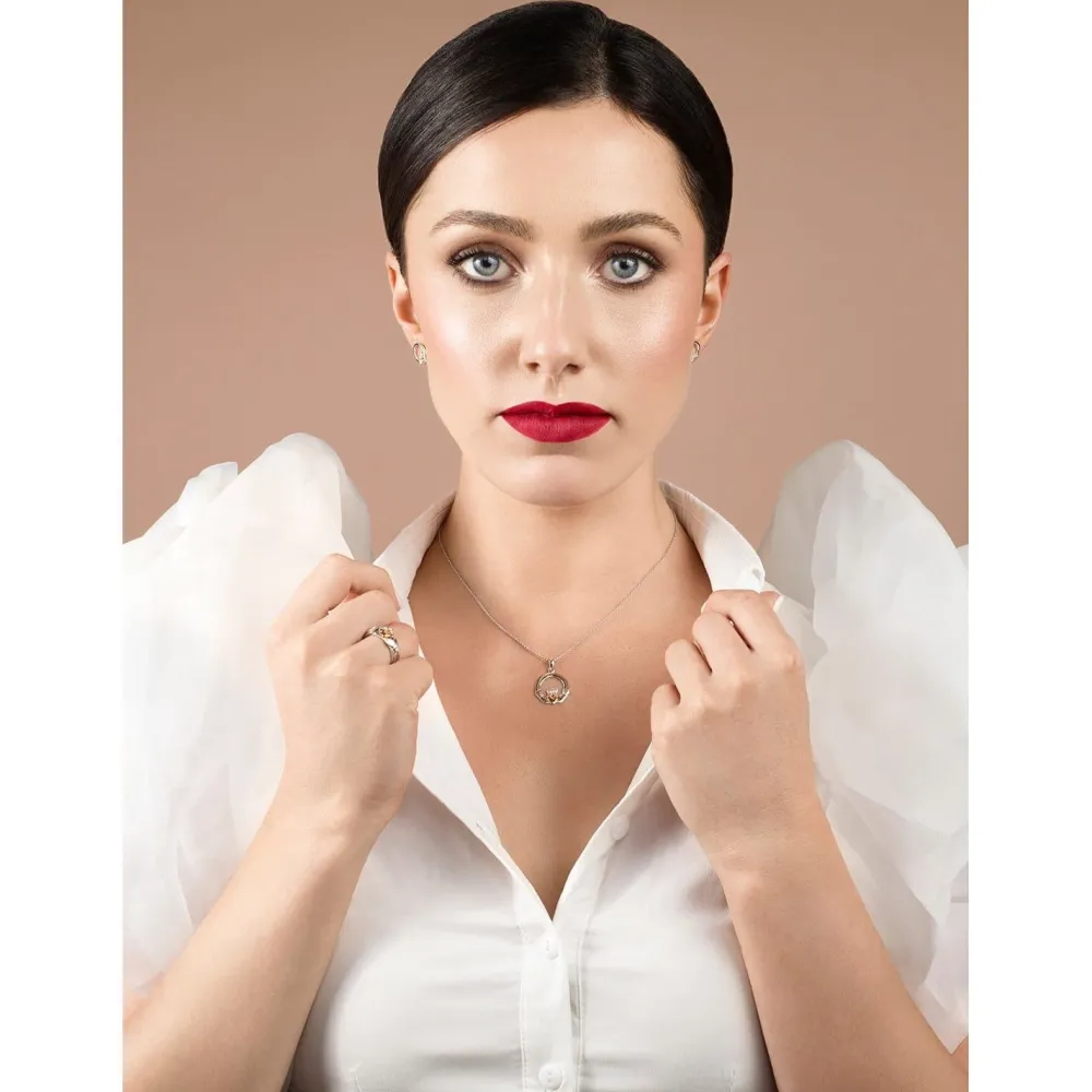 Claddagh Pendant Sterling Silver & Rose Gold<Galway Crystal Online