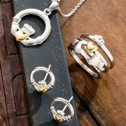 Claddagh Pendant Sterling Silver & Gold<Galway Crystal Online