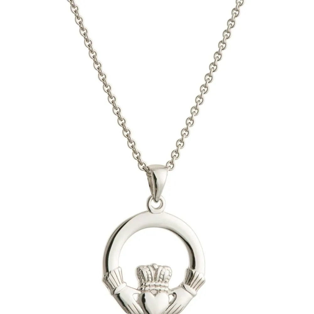Claddagh Sterling Silver Pendant<Galway Crystal