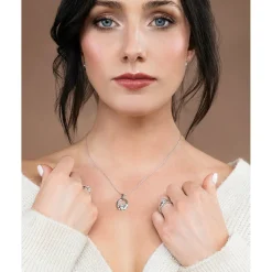 Crystal Claddagh Sterling Silver Pendant<Galway Crystal