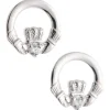 Crystal Claddagh Sterling Silver Earrings<Galway Crystal Best