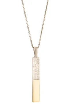 Dual Tone Bar Sterling Silver & Gold Pendant<Galway Crystal Discount