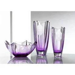 Engraved Amethyst Dune 12" Square Vase<Galway Crystal Clearance