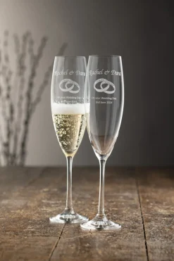 Engraved Elegance Prosecco Glass Pair<Galway Crystal New