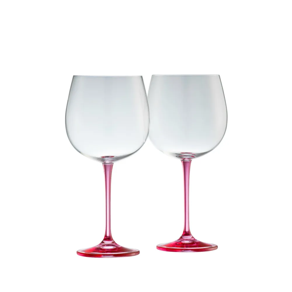 Engraved Gin & Tonic Glass Pair - Pink<Galway Crystal Best