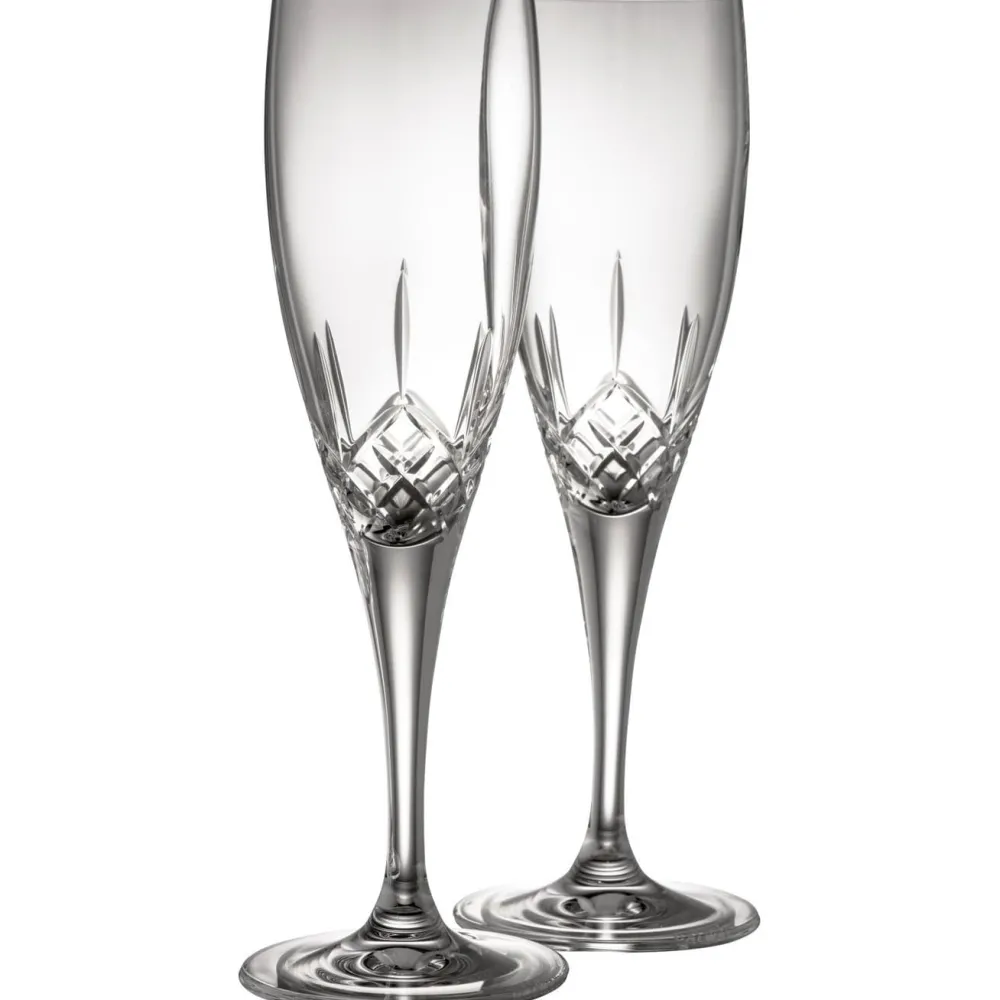 Engraved Longford Flute Glass Pair<Galway Crystal