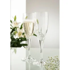 Engraved Longford Flute Glass Pair<Galway Crystal