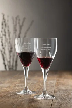 Engraved Longford Red Glass Pair<Galway Crystal Online