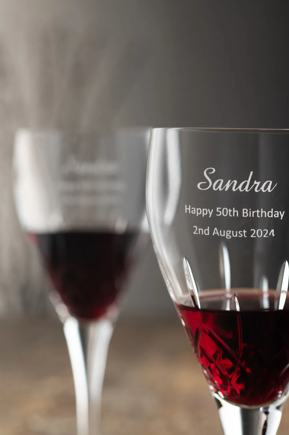 Engraved Longford Red Glass Pair<Galway Crystal Online