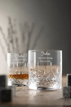 Engraved Longford Whiskey Glass Pair<Galway Crystal Online