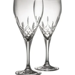 Engraved Longford White Wine Glass Pair<Galway Crystal