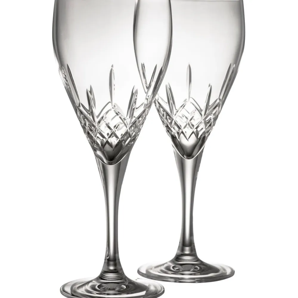 Engraved Longford White Wine Glass Pair<Galway Crystal
