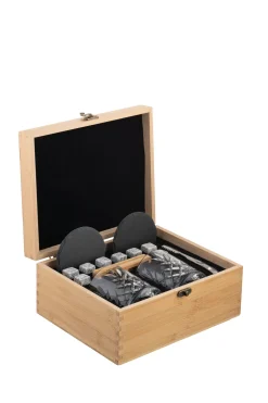 Engraved Renmore Bamboo Whiskey Box Set (Glasses or Coasters)<Galway Crystal Clearance