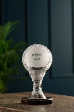 Engraved 6" Sliothar Trophy<Galway Crystal Sale