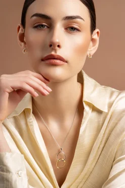 Entwined Sterling Silver & Gold Pendant<Galway Crystal New
