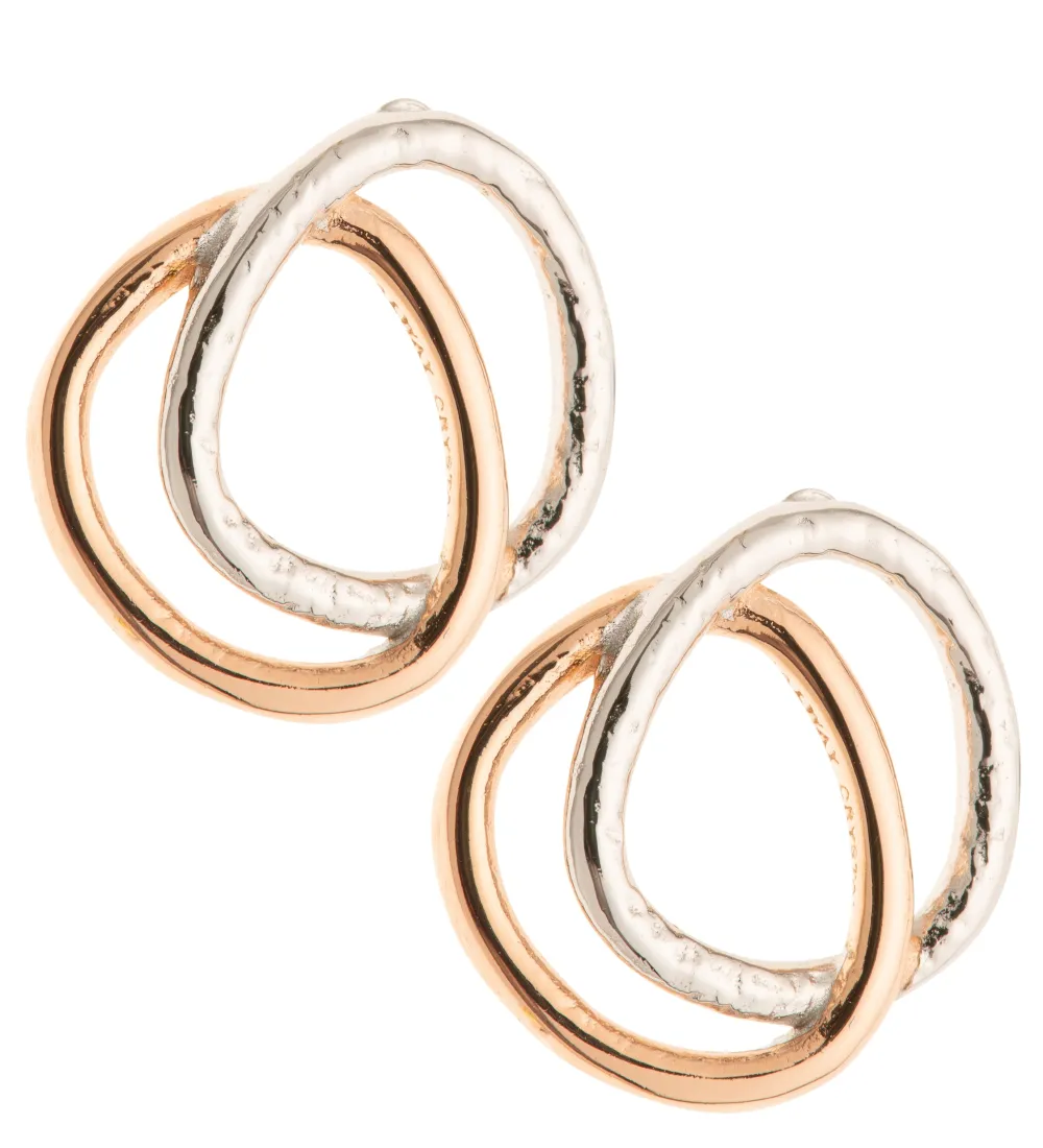 Entwined Sterling Silver & Rose Gold Stud Earrings<Galway Crystal