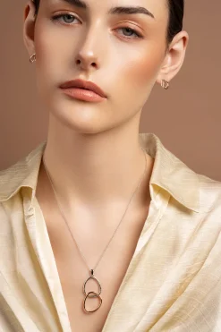 Entwined Sterling Silver & Rose Gold Stud Earrings<Galway Crystal