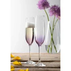 Erne Champagne Flute Glass Pair Amethyst<Galway Crystal Sale