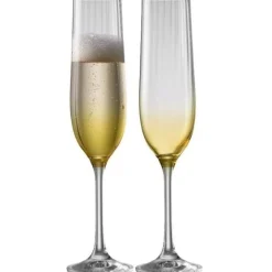 Erne Champagne Flute Glass Pair Amber<Galway Crystal Online