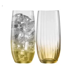 Erne Hiball Glass Pair Amber<Galway Crystal Discount