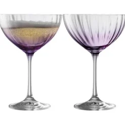 Erne Saucer Champagne Glass Pair Amethyst<Galway Crystal Best