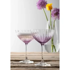 Erne Saucer Champagne Glass Pair Amethyst<Galway Crystal Best