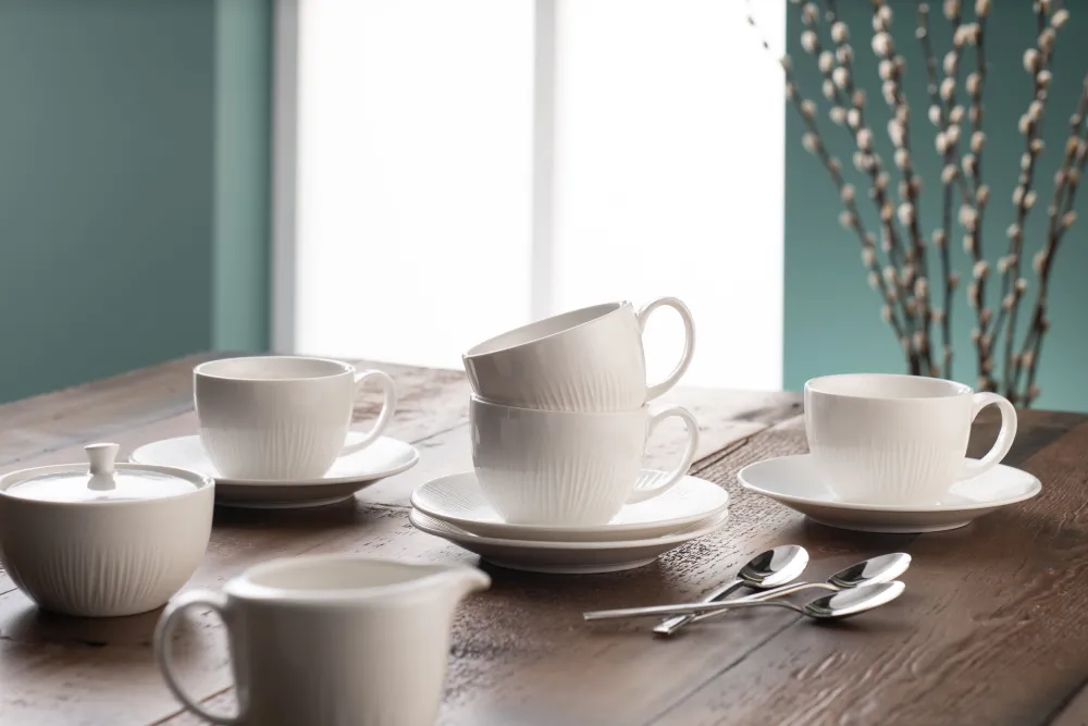 Erne Teacups & Saucers (Set of 4)<Galway Crystal Outlet