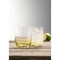 Erne Tumbler Glass Pair Amber<Galway Crystal New