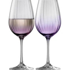 Erne Wine Glass Pair Amethyst<Galway Crystal Hot