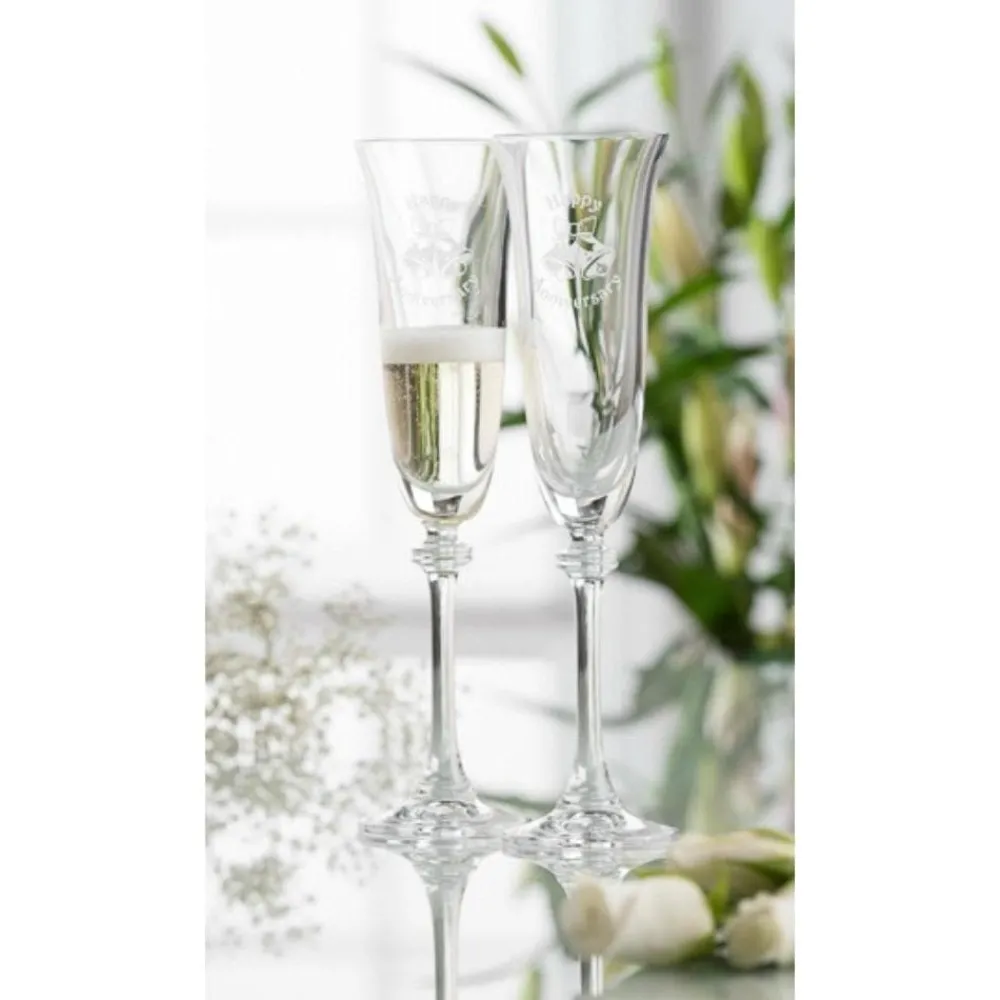 Happy Anniversary Liberty Flute Pair<Galway Crystal
