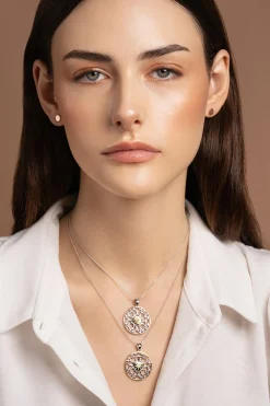 Hearts & Shamrocks Pendant Silver & Gold<Galway Crystal