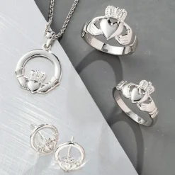 Ladies Claddagh Sterling Silver Ring<Galway Crystal Clearance
