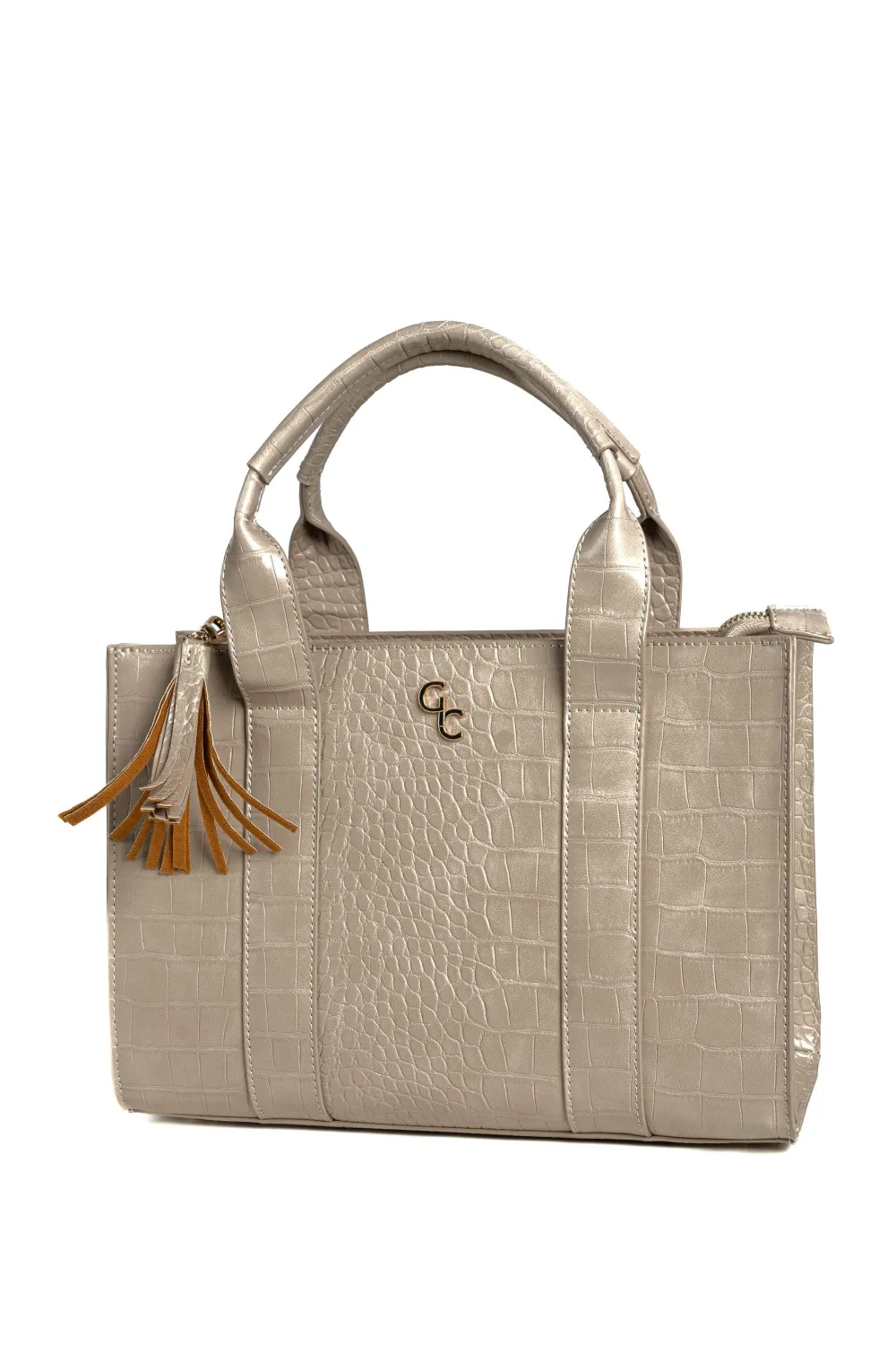 Medium Tote - Taupe Croc Detail<Galway Crystal